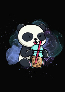 Cute Panda Drinks Boba