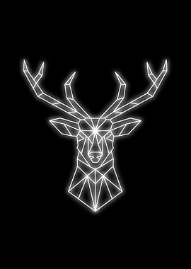neon deer black white