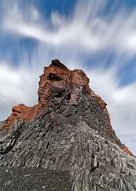 On the volcanic beach