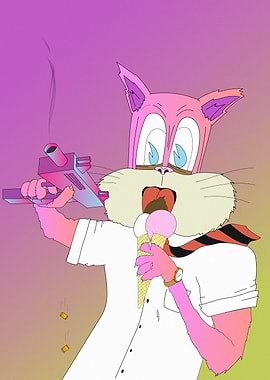 Cat with uzi and Ice cream