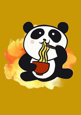 Cute Panda Eat Noodles
