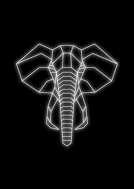 neon elephant black white
