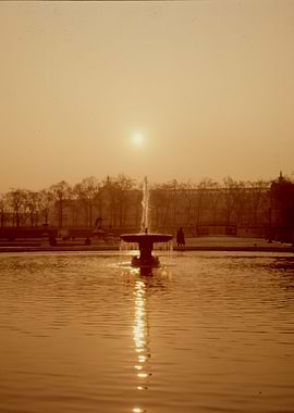 French fountain twilight