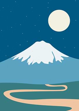 Japan Fuji mountain moon