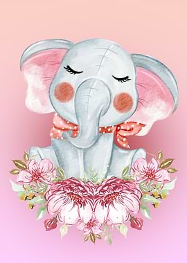 water color baby elephant