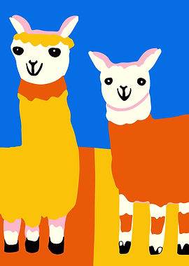 Colorful alpacas painting