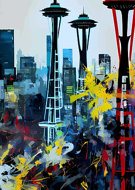 Grunge Seattle Skyline