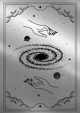 Hand hold universe tarot