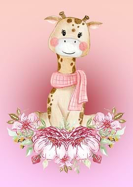 water colour baby giraffe