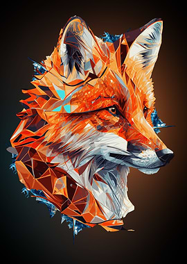 Geometric Fox Abstract Art
