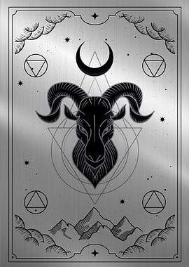 Goats head with horns