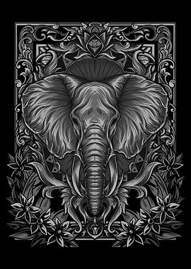 Black and white Elephant
