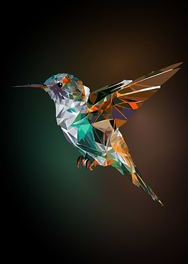 Polygonal Hummingbird Art