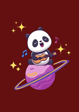 Cute Panda On Saturns