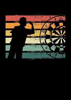 Dart man on a retro dartbo