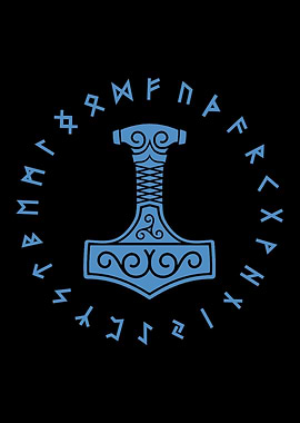 Viking Mjolnir Norse Runes