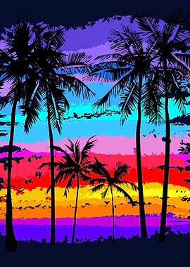 Colorful Retro Palm Trees