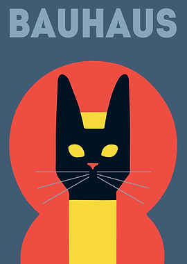 Geometric Bauhaus Cat Art