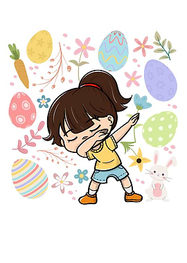 Dabbing Girl Easter Rabbit