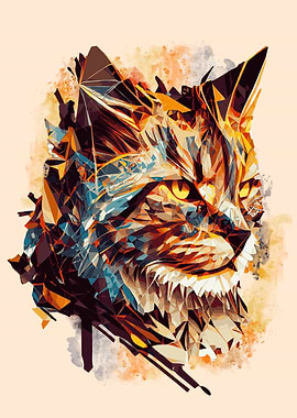 Geometric Cat Painting
