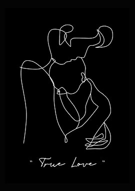 true love line black white