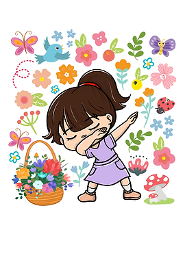 Dabbing Girl Spring Flower