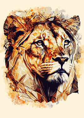 Abstract Lion Head Art