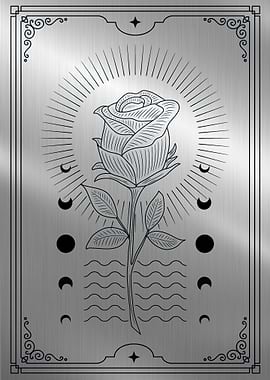Rose flower engraving