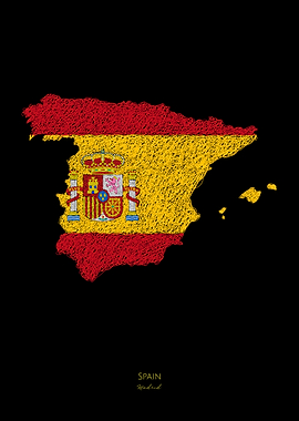 Spain Flag Map World Cup