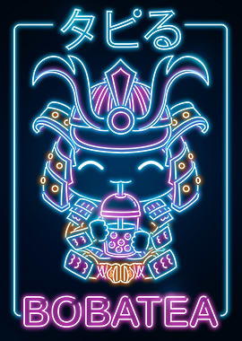 Retro Boba Tea Samurai