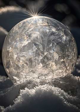 Winter day, frozen bubble