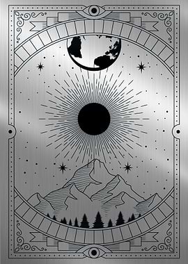 Mountains forests moon