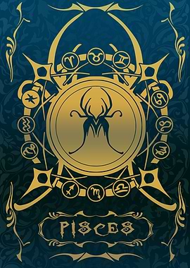 Zodiac Sign card PISCES