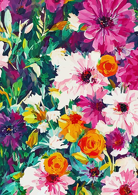 Pretty Pink Floral Garden