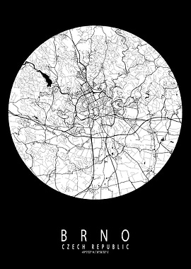Brno City Map Full Moon