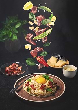 Tasty pasta dish Bacon