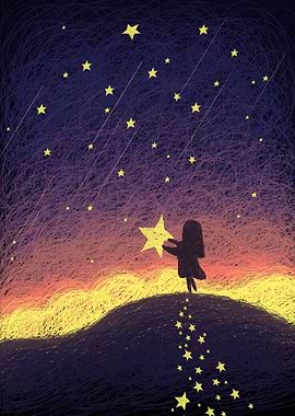 Little girl picking stars