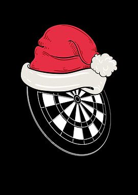 Dartboard with red hat on