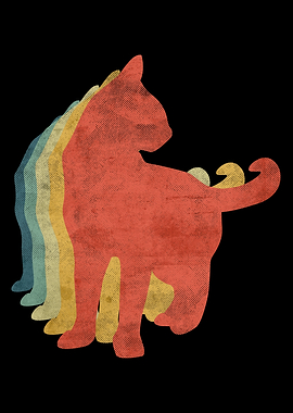 Cat Retro Vintage Color