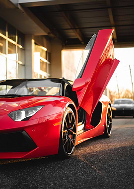 Red Lamborghini Aventador