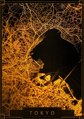 Tokyo City Map gold