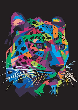 Colorful leopard head