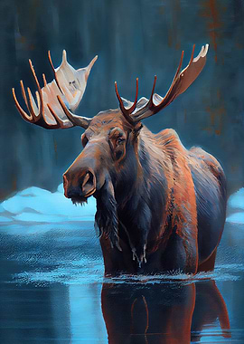 Arctic Moose Oil paint