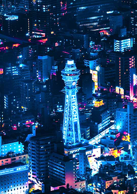 red and blue city lights