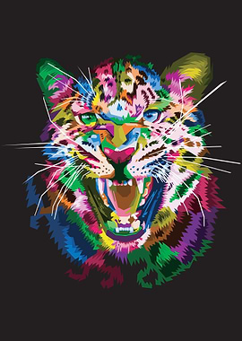 Colorful leopard head