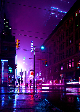 red and blue city lights