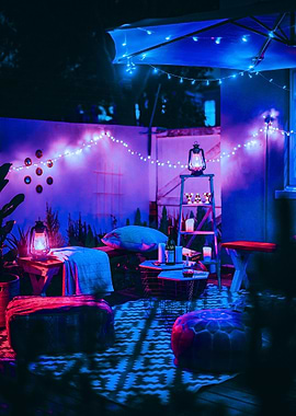 red and blue city lights