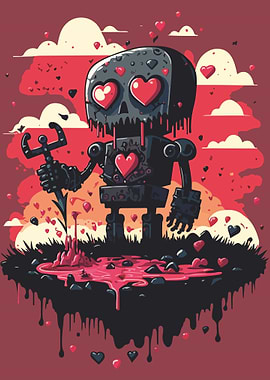 Magical land robot pop art