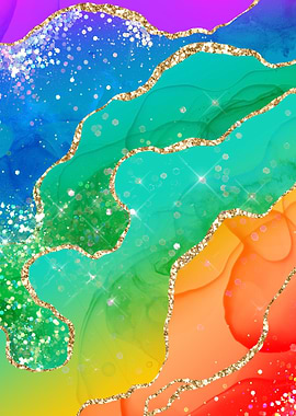 Rainbow Glitter Agate 08