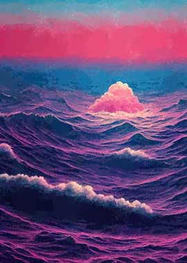 Vaporwave Ocean